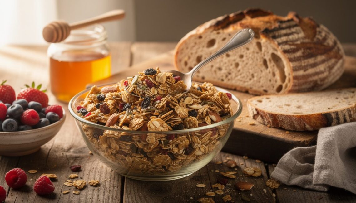 découvrez comment préparer un délicieux granola maison parfait pour accompagner vos pains et petits déjeuners. une recette simple, saine et gourmande à essayer sans tarder !